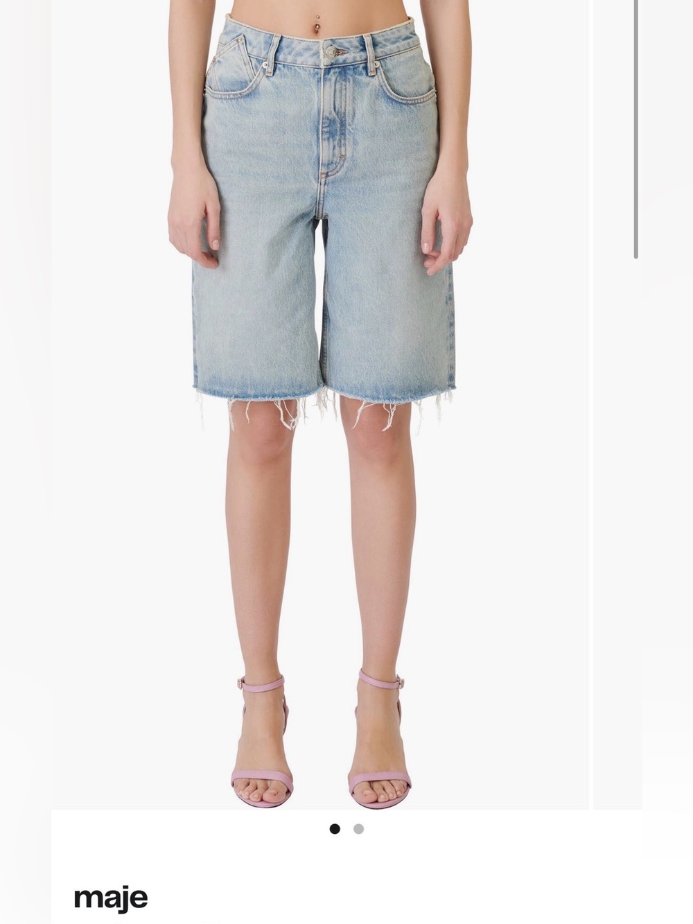 MAJE PERLE CUTOFF DENIM BERMUDA SHORTS